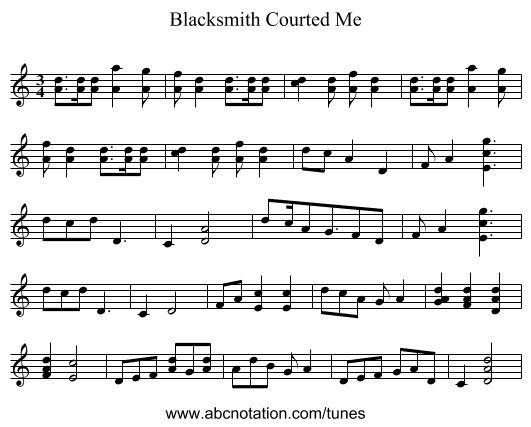 Blacksmith Courted Me - staff notation