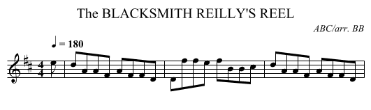 BLACKSMITH REILLY'S REEL, The - staff notation