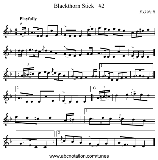 Blackthorn Stick #2 - staff notation