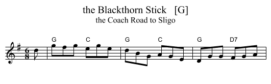 Blackthorn Stick   [G], the  - staff notation