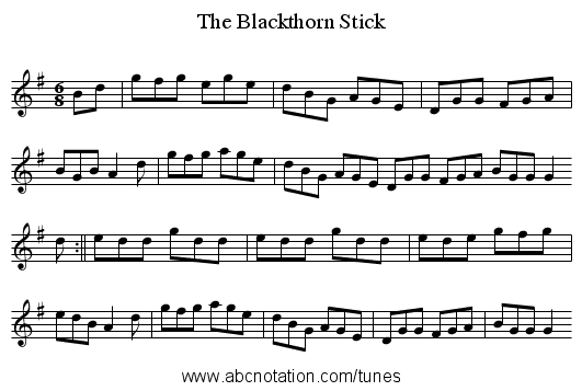 Blackthorn Stick, The - staff notation