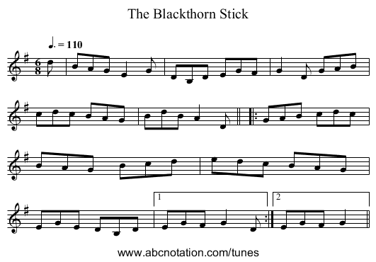 Blackthorn Stick, The - staff notation