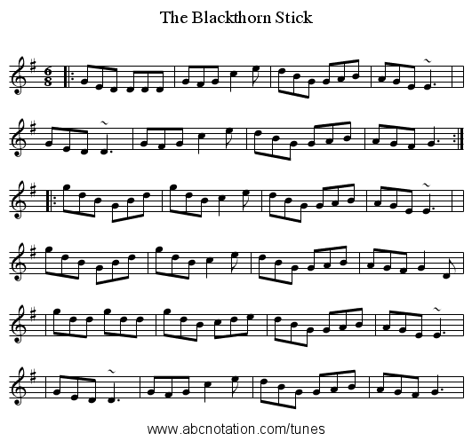 Blackthorn Stick, The - staff notation