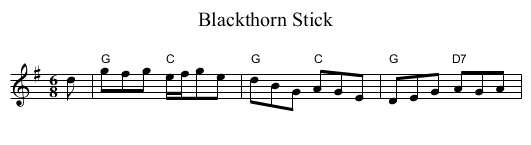 Blackthorn Stick - staff notation