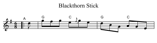 Blackthorn Stick - staff notation