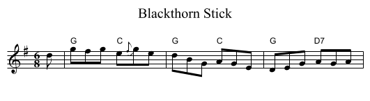 Blackthorn Stick - staff notation