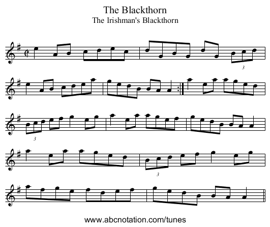 Blackthorn, The - staff notation