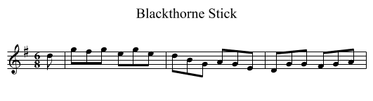 Blackthorne Stick - staff notation