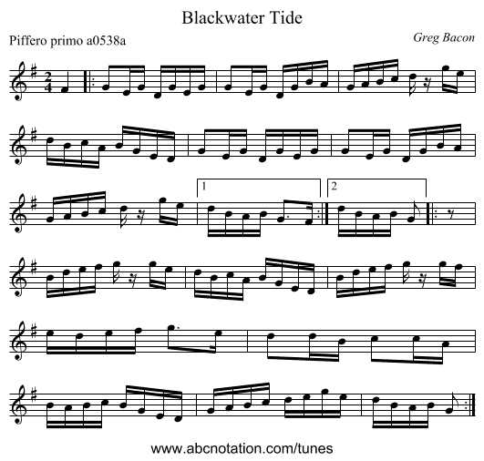 Blackwater Tide - staff notation