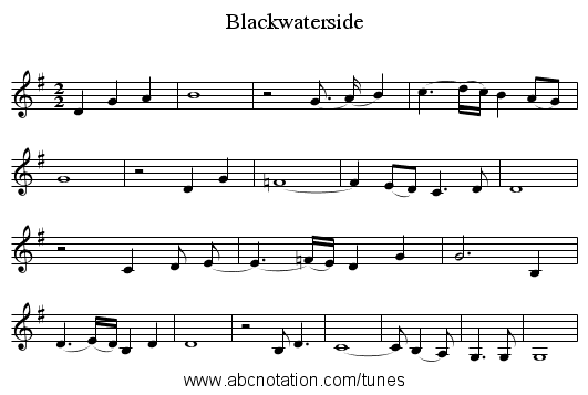 Blackwaterside - staff notation