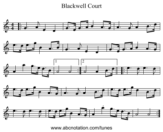 Blackwell Court - staff notation
