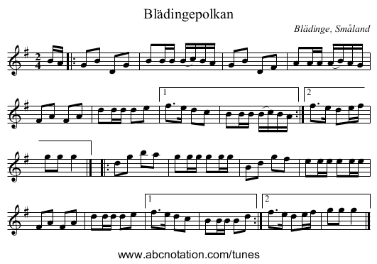 Blädingepolkan - staff notation