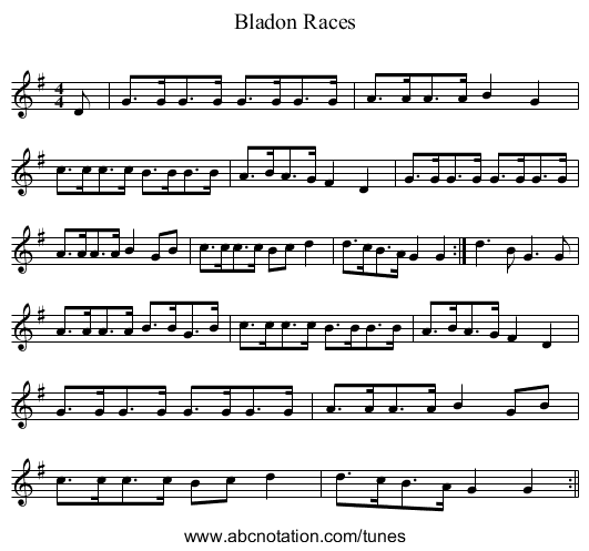 Bladon Races - staff notation