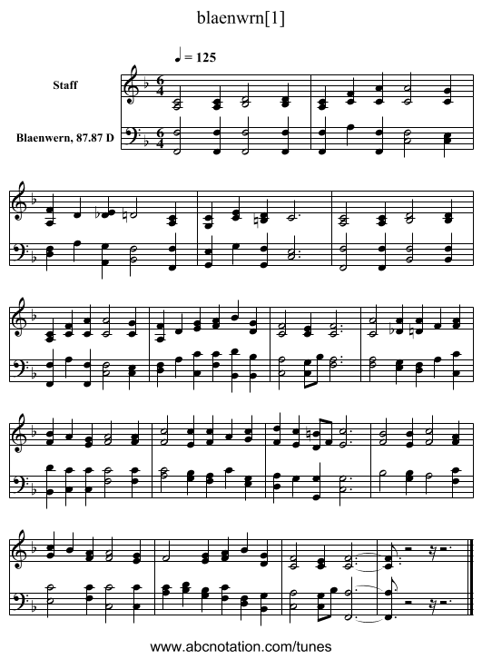 blaenwrn[1] - staff notation