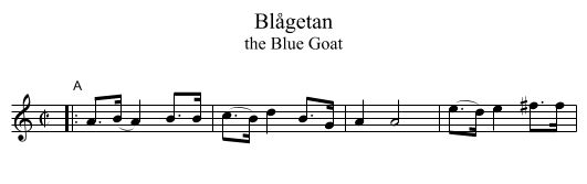 Bl&aring;getan - staff notation