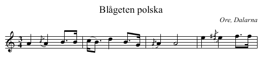 Blågeten polska - staff notation