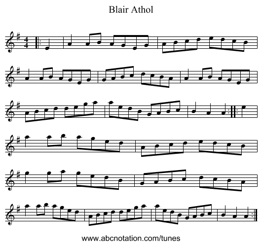 Blair Athol - staff notation