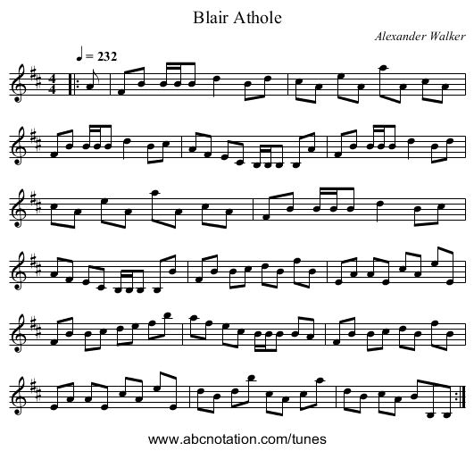 Blair Athole - staff notation