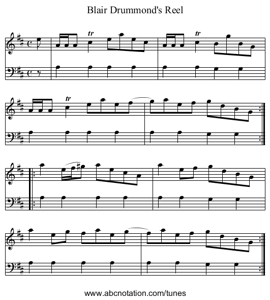 Blair Drummond's Reel - staff notation