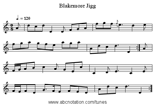 Blakemore Jigg - staff notation
