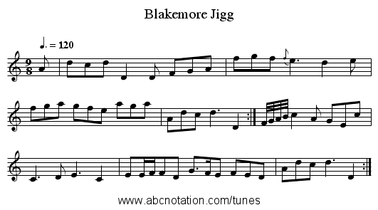 Blakemore Jigg - staff notation