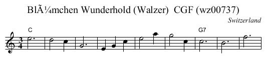 BlÃ¼mchen Wunderhold (Walzer)  CGF (wz00737) - staff notation