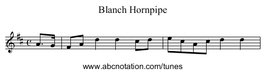 Blanch Hornpipe - staff notation