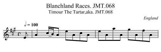 Blanchland Races. JMT.068 - staff notation