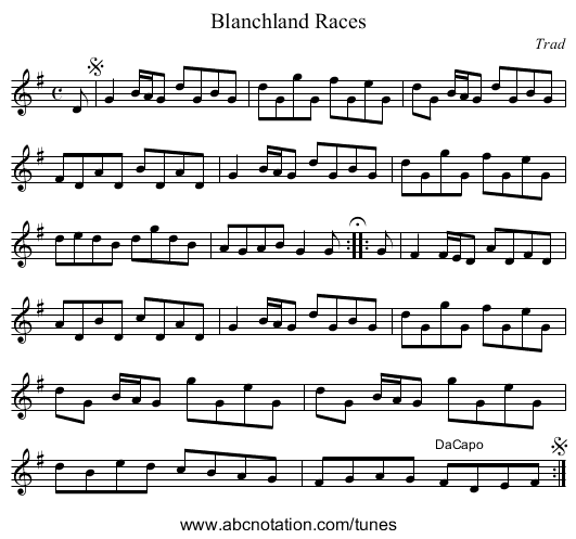 Blanchland Races - staff notation