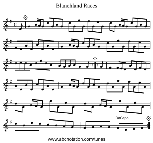 Blanchland Races - staff notation