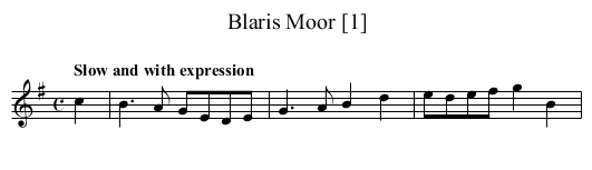 Blaris Moor [1] - staff notation