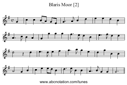 Blaris Moor [2] - staff notation