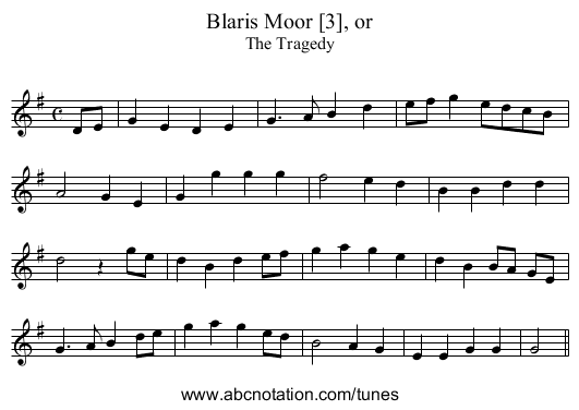 Blaris Moor [3], or - staff notation