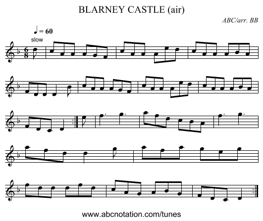 BLARNEY CASTLE (air) - staff notation