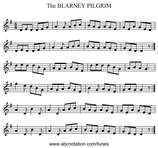 BLARNEY PILGRIM, The - staff notation