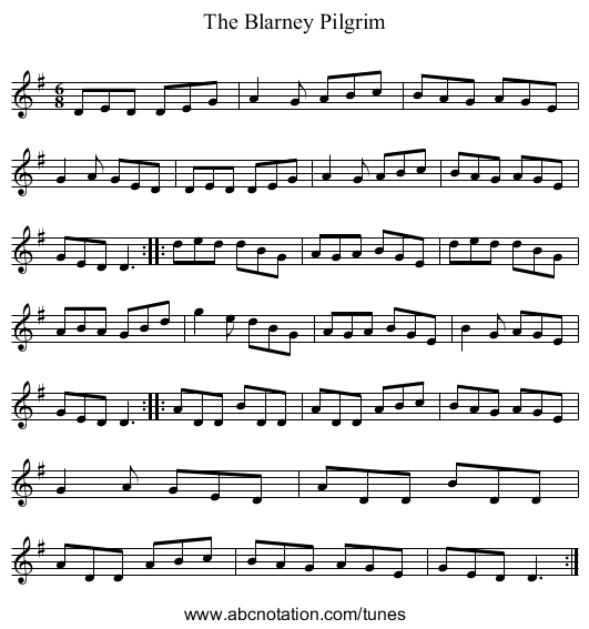 Blarney Pilgrim, The - staff notation