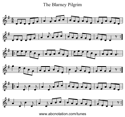 Blarney Pilgrim, The - staff notation