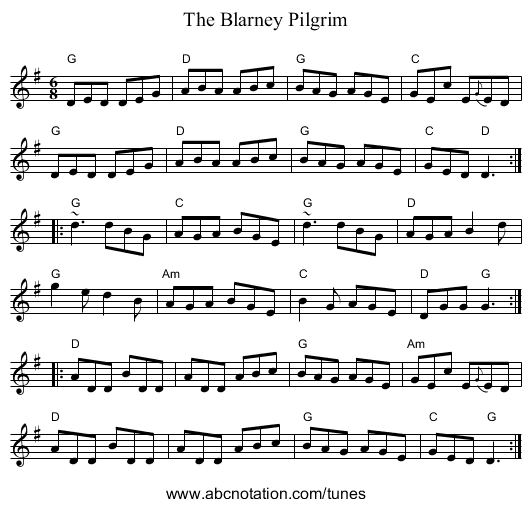 Blarney Pilgrim, The - staff notation
