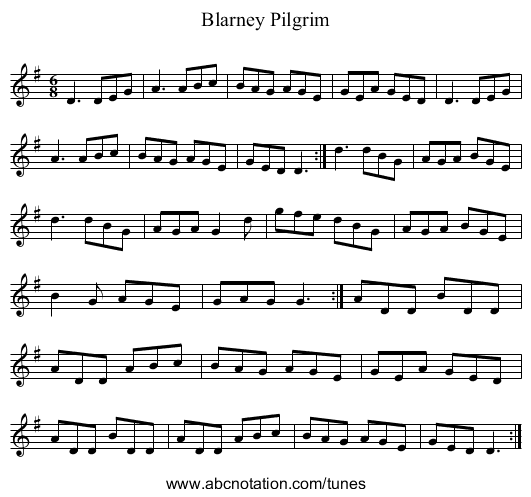 Blarney Pilgrim - staff notation