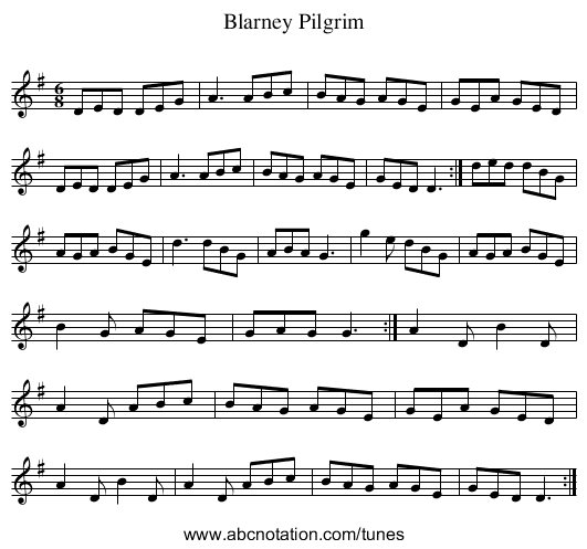 Blarney Pilgrim - staff notation