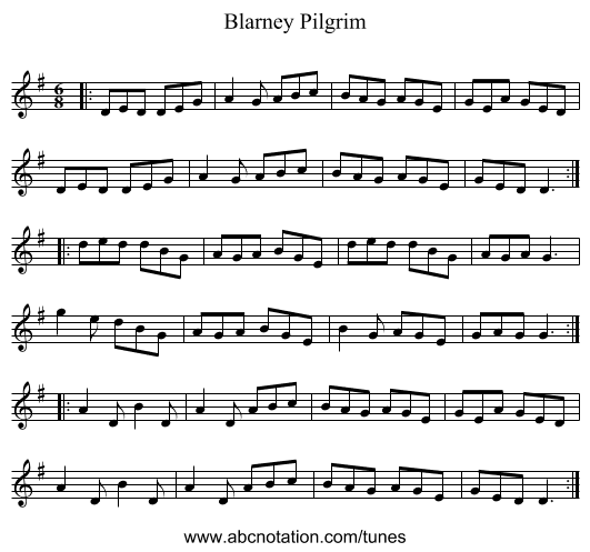 Blarney Pilgrim - staff notation