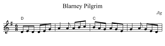 Blarney Pilgrim - staff notation