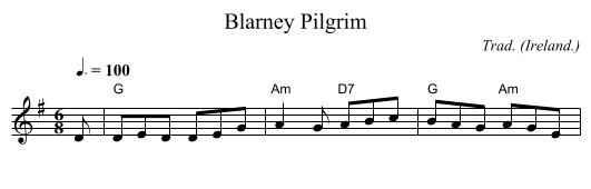 Blarney Pilgrim - staff notation