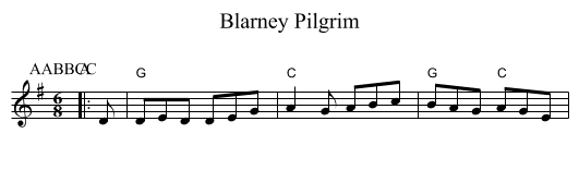 Blarney Pilgrim - staff notation