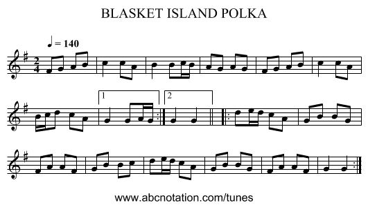 BLASKET ISLAND POLKA - staff notation