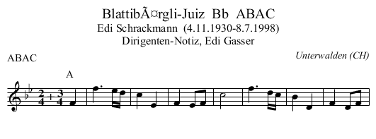BlattibÃ¤rgli-Juiz  Bb  ABAC - staff notation
