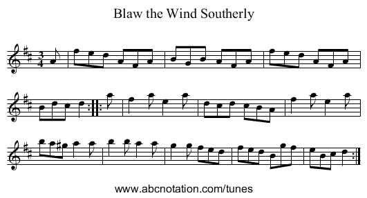 Blaw the Wind Southerly - staff notation