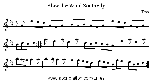 Blaw the Wind Southerly - staff notation