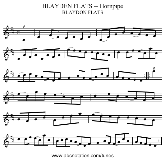 BLAYDEN FLATS -- Hornpipe - staff notation