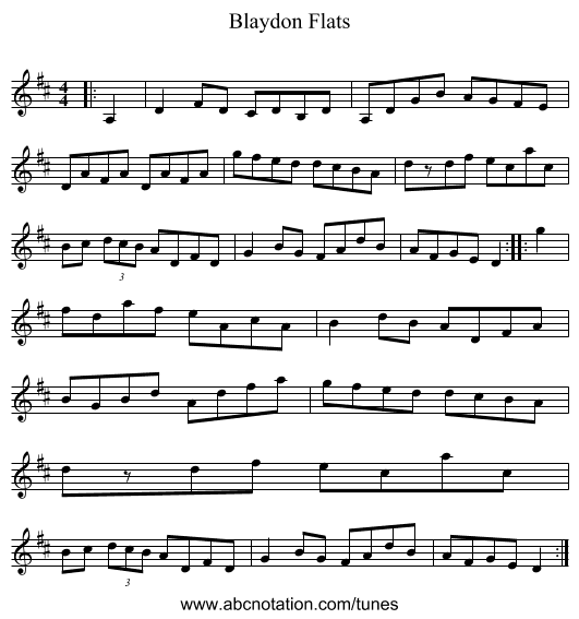 Blaydon Flats - staff notation